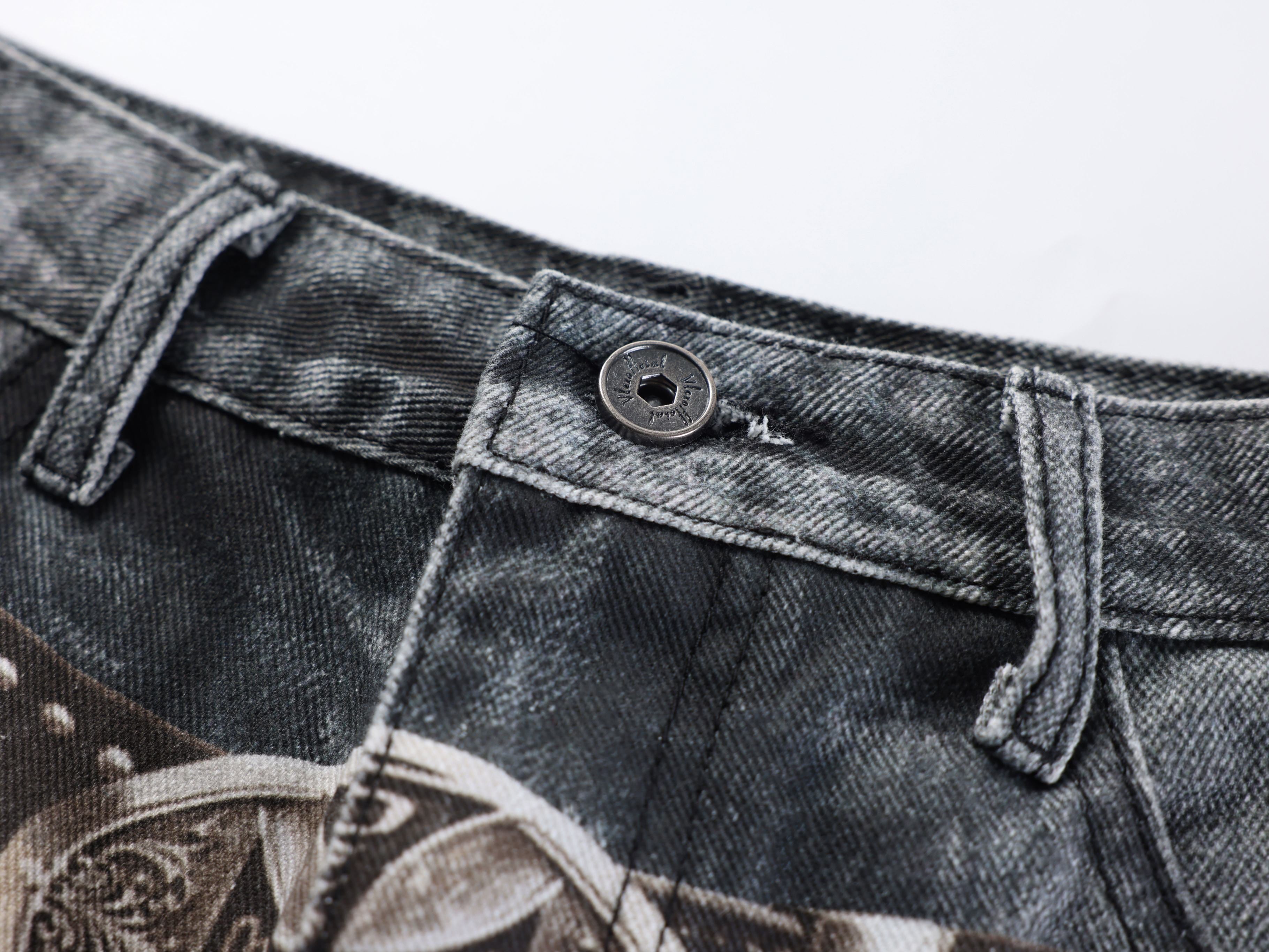 Omirad Washed Studded Wide-Leg Jeans