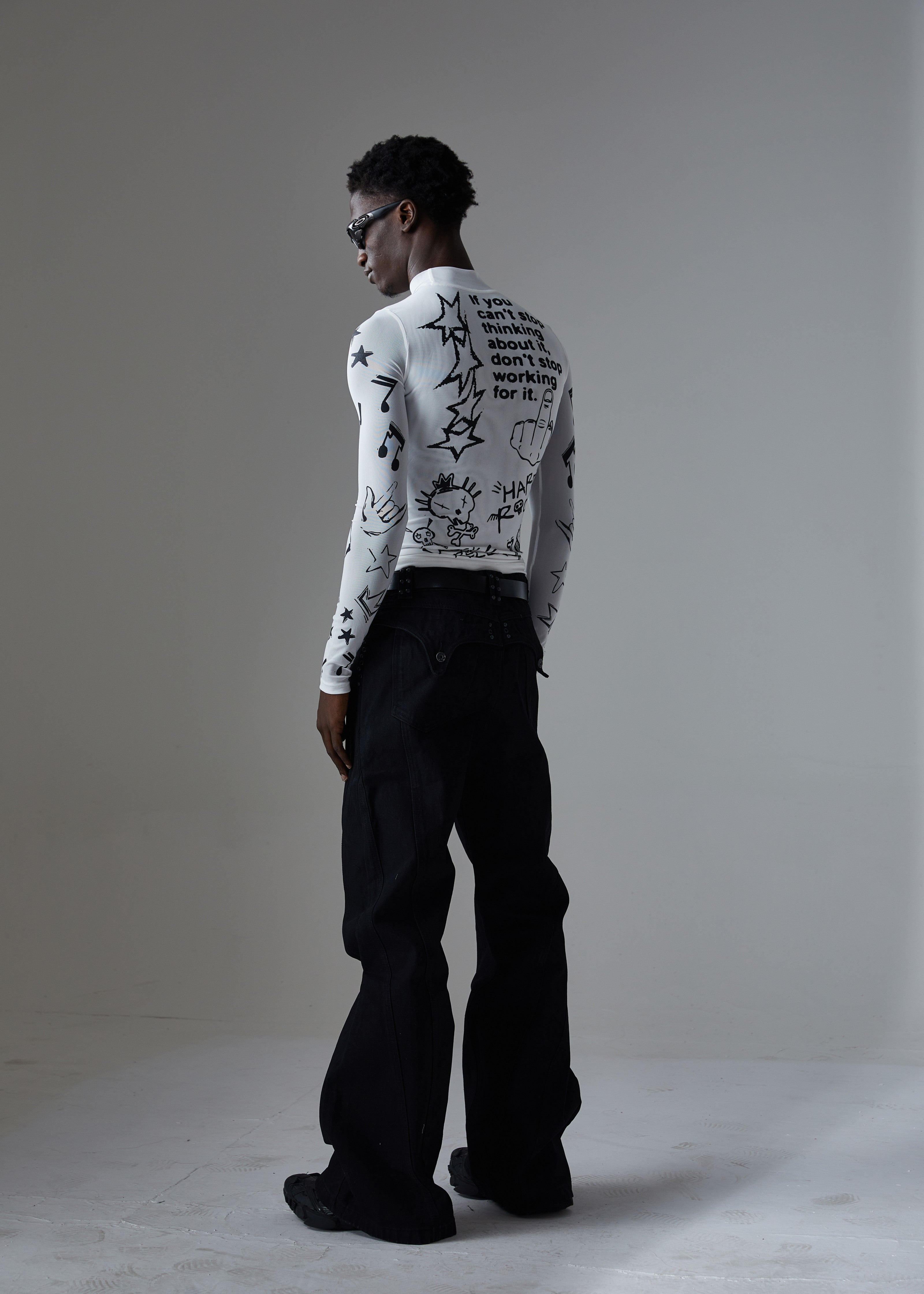 Omirad Studded Panel Wide-Leg Jeans