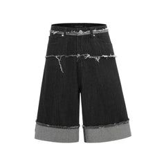 Omirad Distressed Wide-Leg Denim Shorts