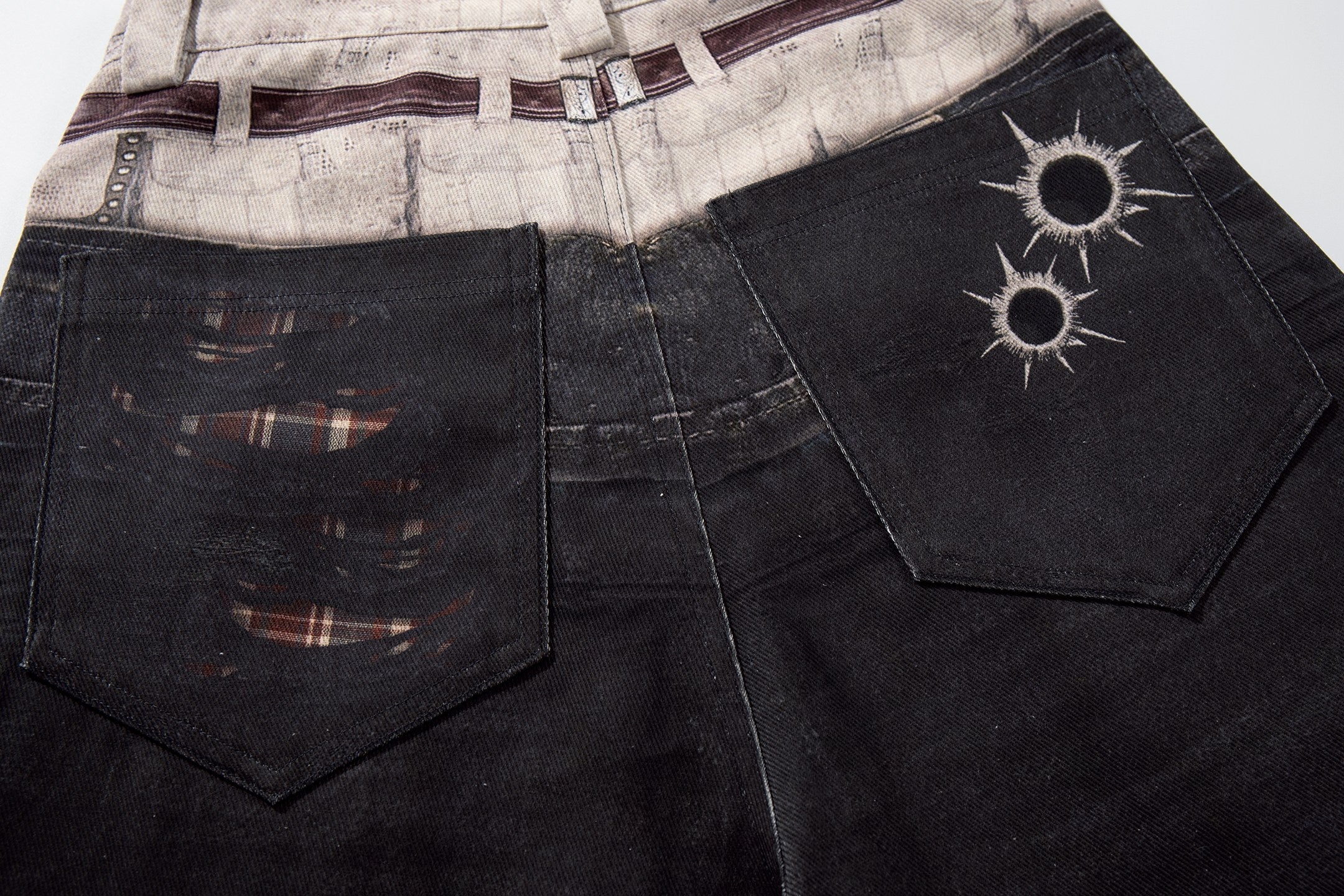 Omirad “Layered Distress Patch Denim Pants”