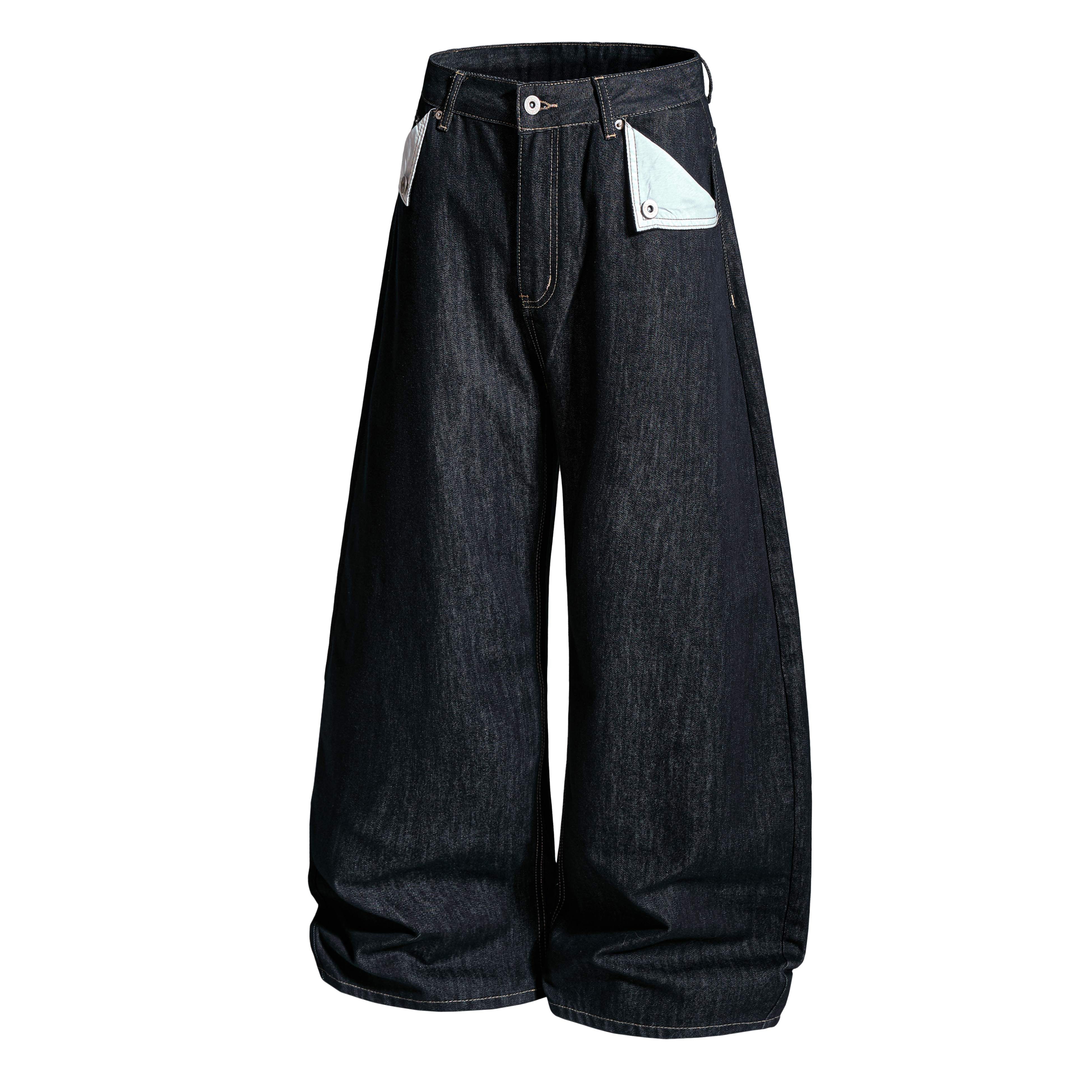 Omirad Buckle Detail Wide-Leg Denim Pants