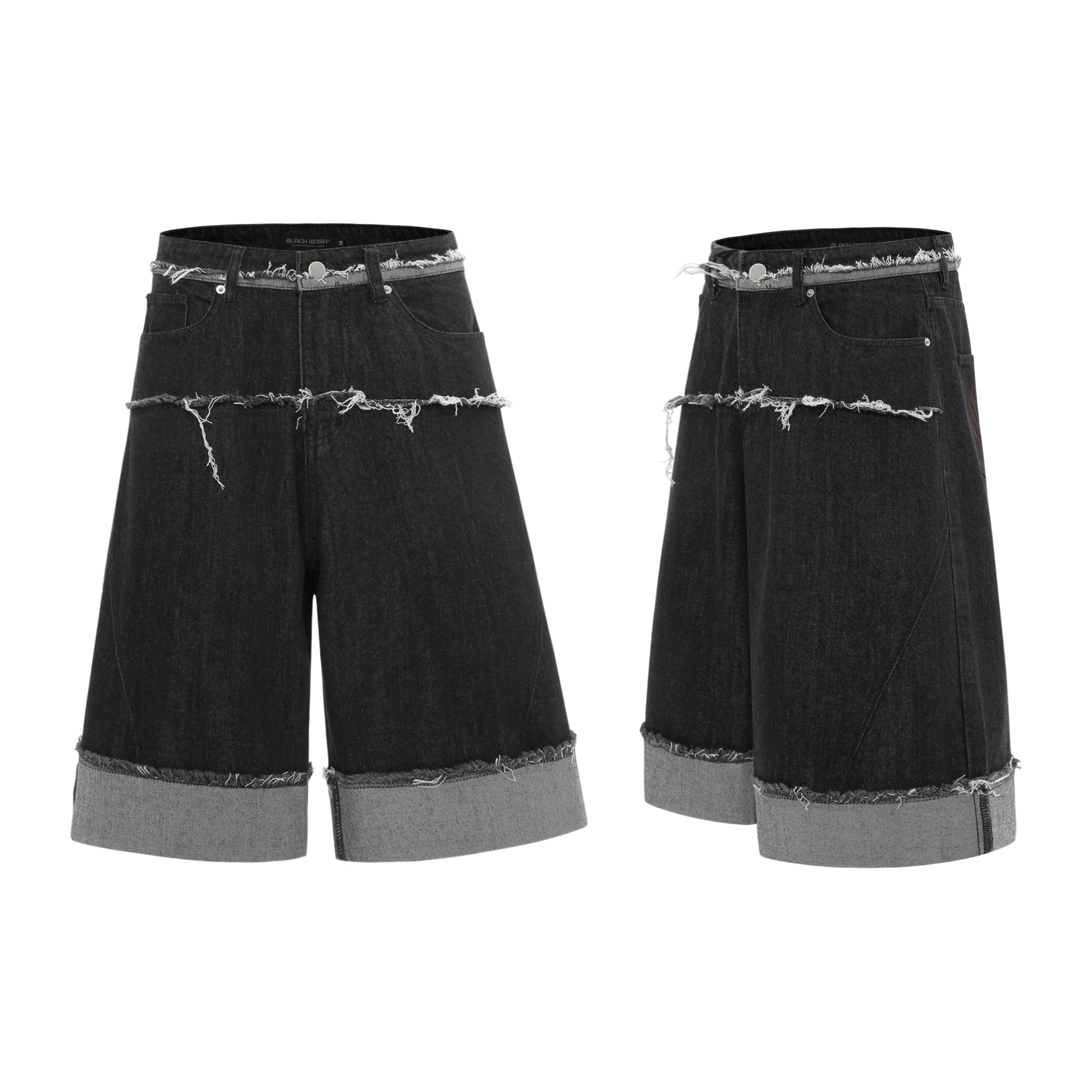 Omirad Distressed Wide-Leg Denim Shorts