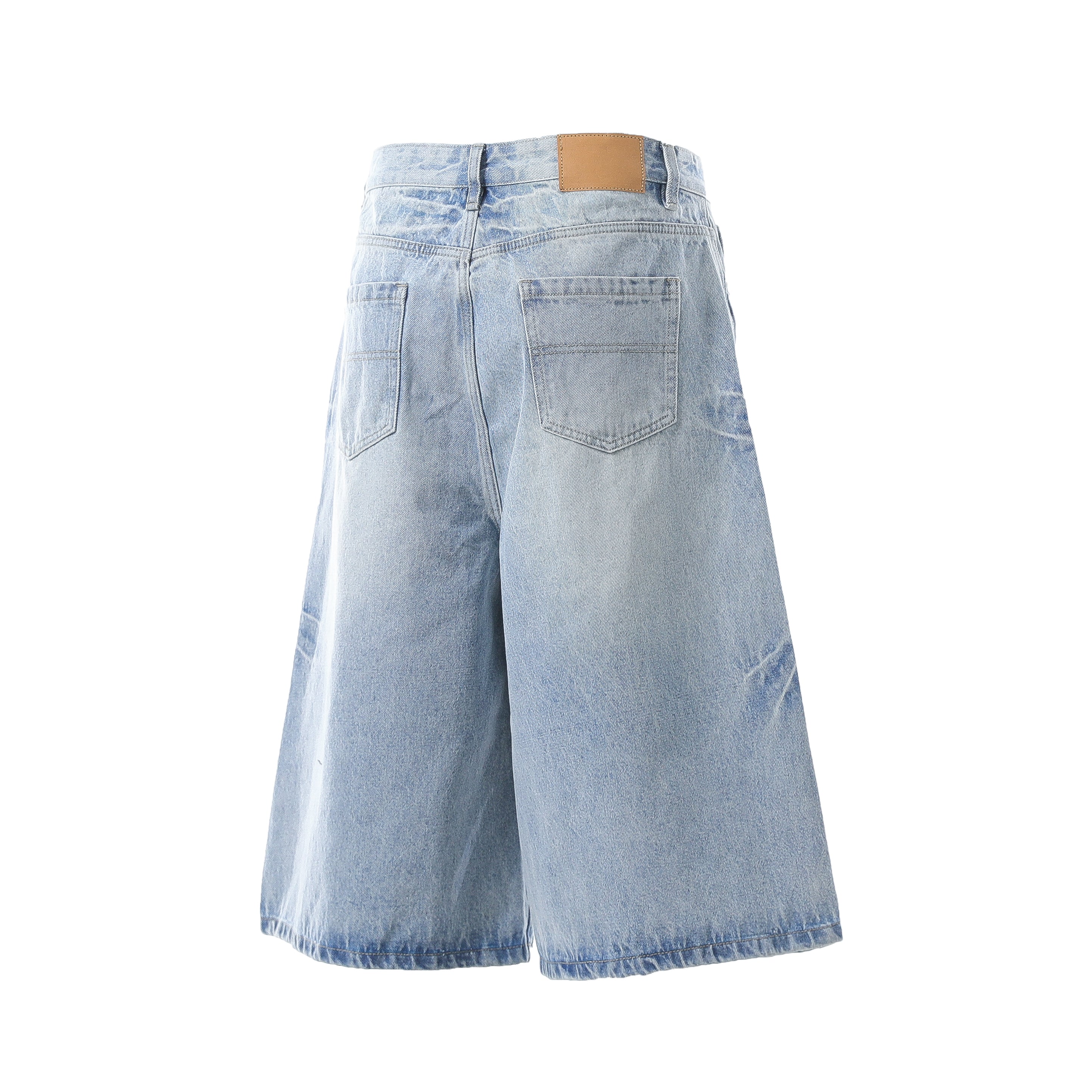 Omirad Vintage Wash Wide-Leg Denim Shorts