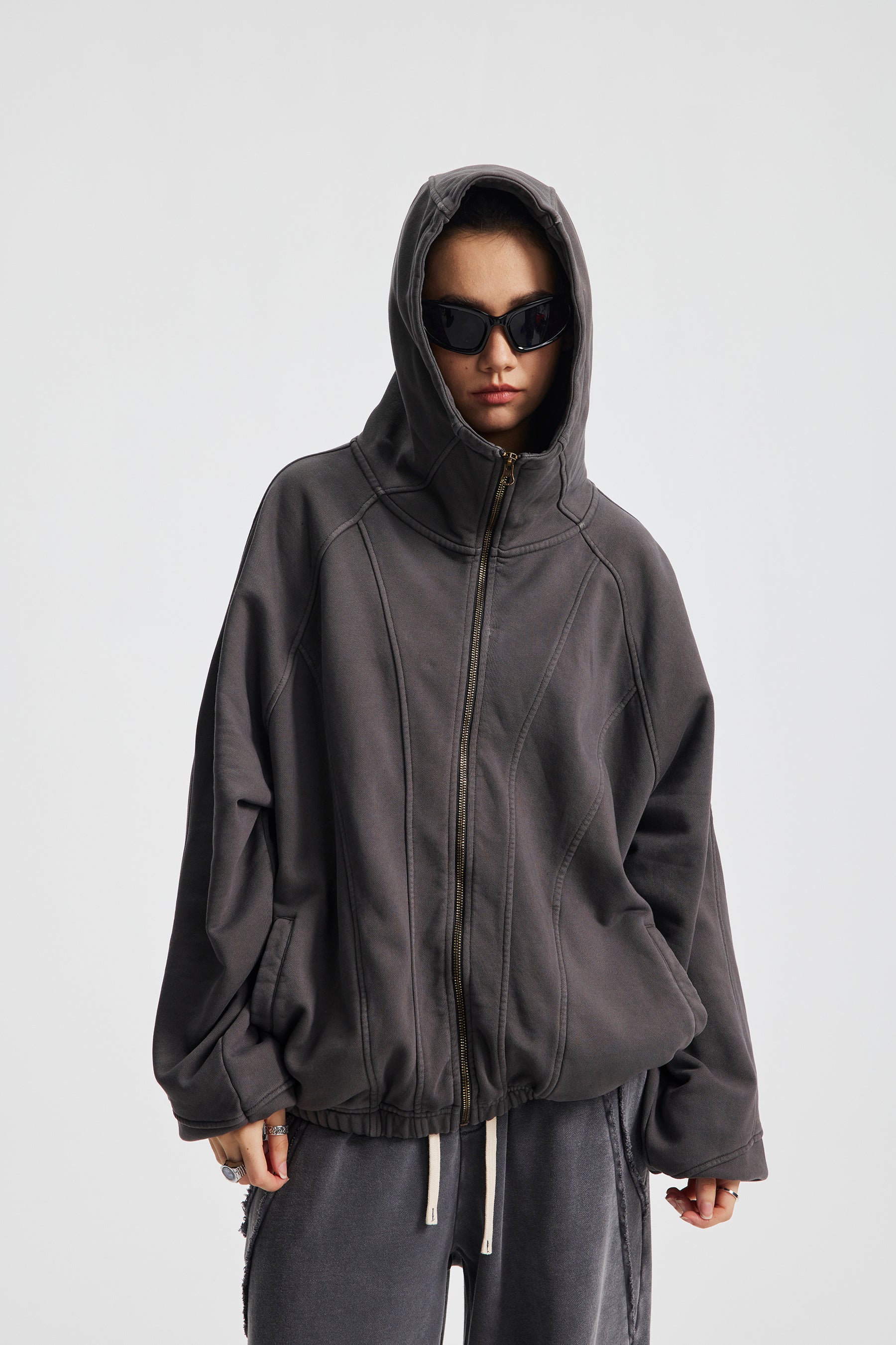 Omirad Curved-Seam Full-Zip Hoodie