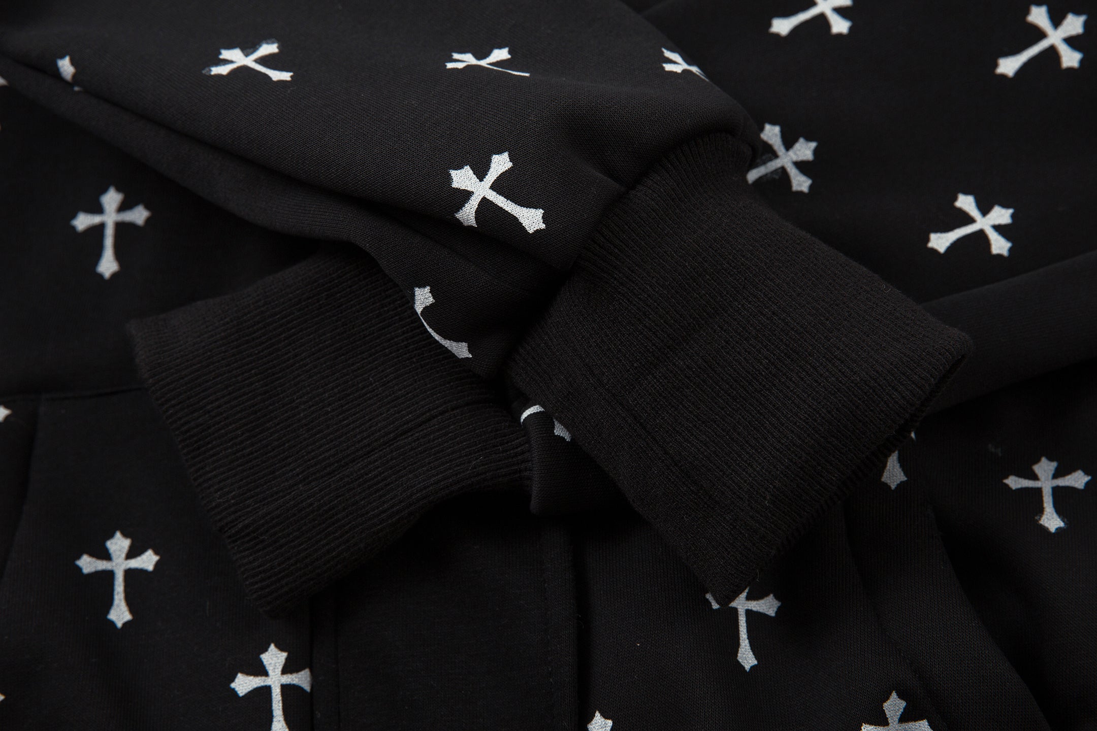 Omirad Cross Print Faux Fur Hooded Jacket