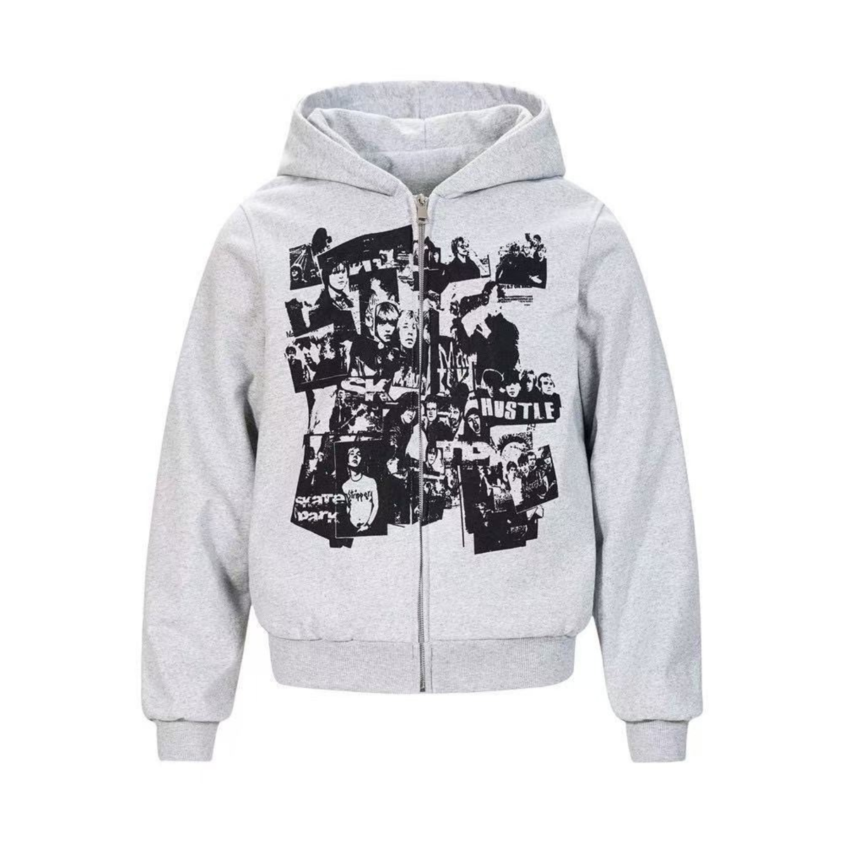 Omirad Retro Collage Print Zip Hoodie