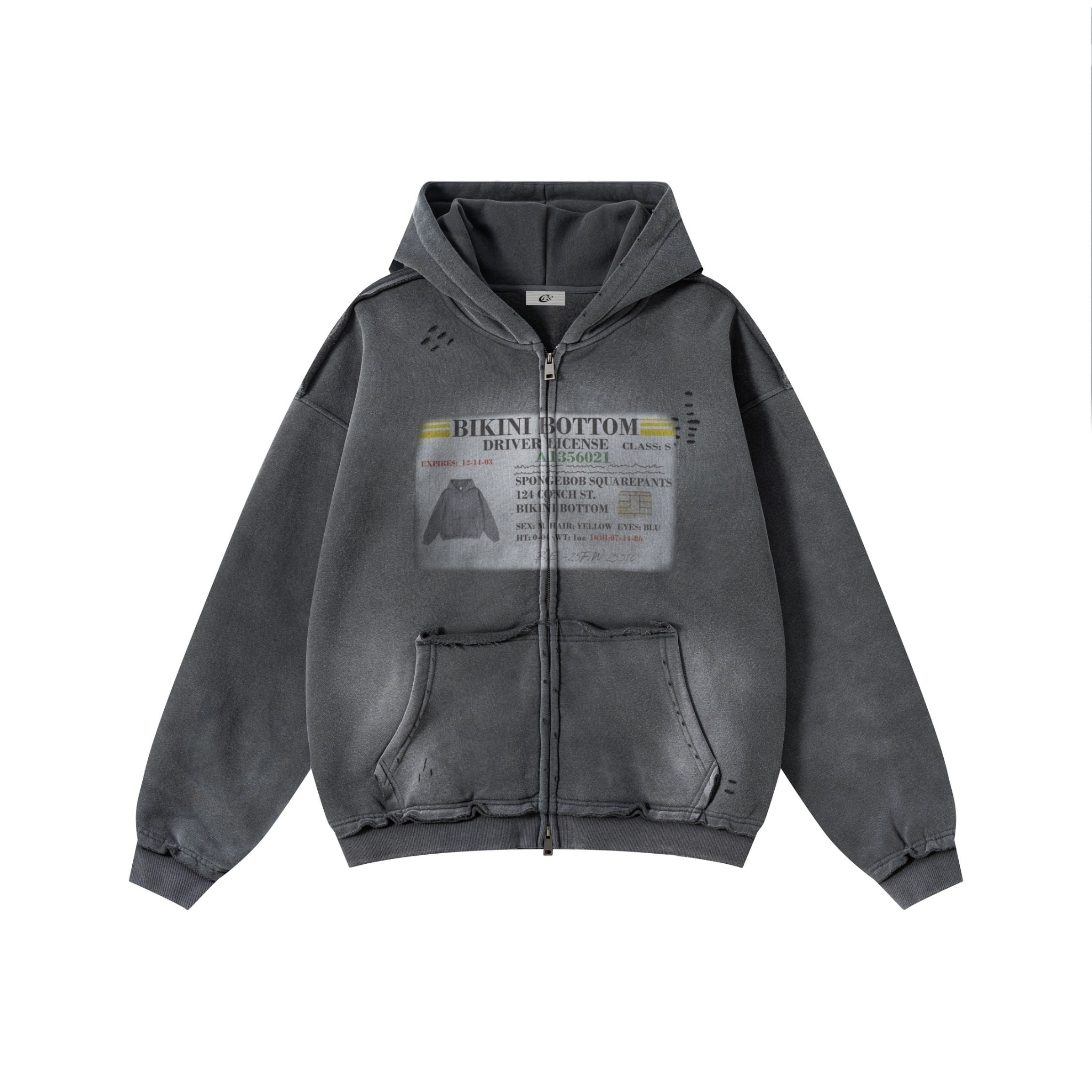 Omirad Vintage Wash Graphic Zip Hoodie