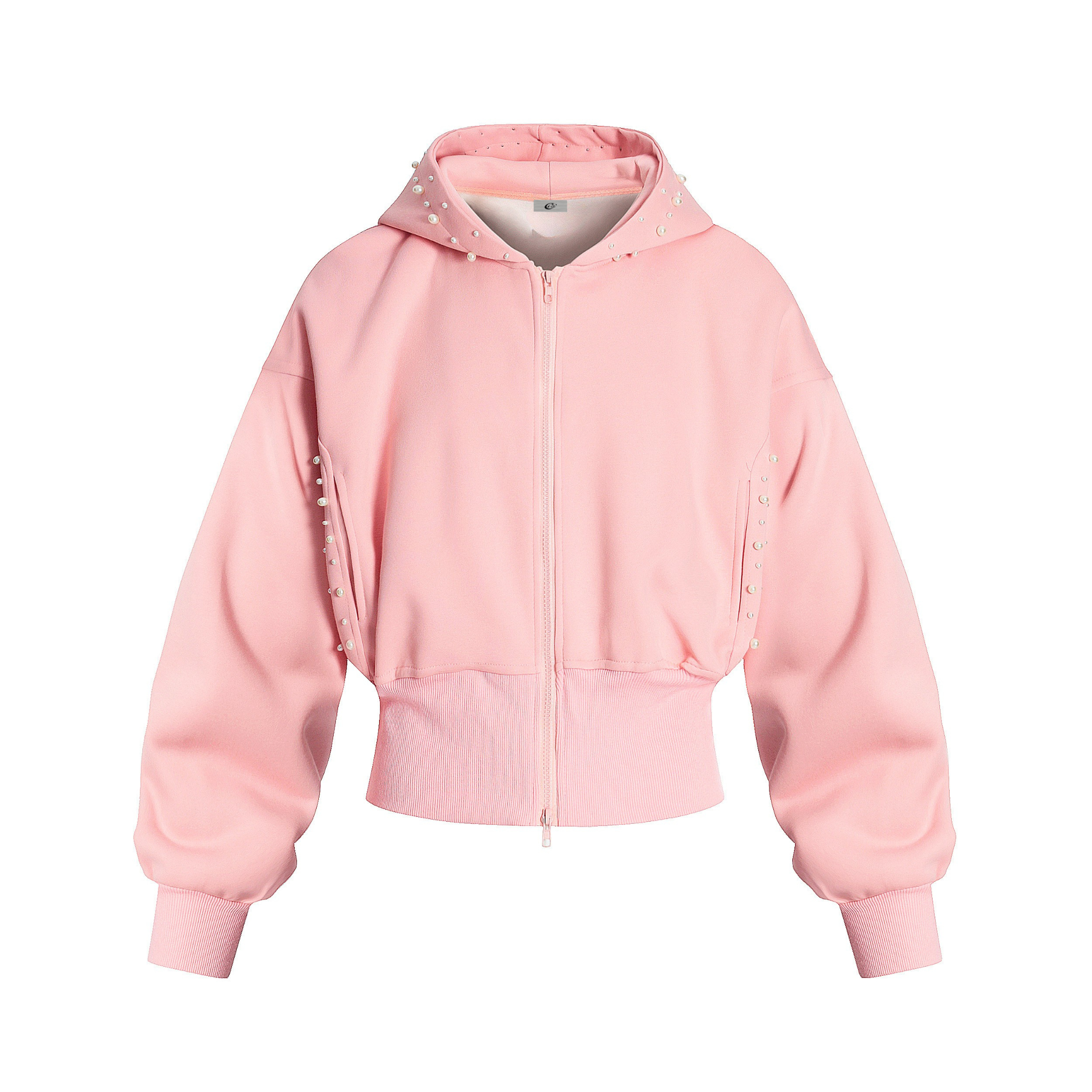 Omirad Pearl-Trim Cropped Hoodie