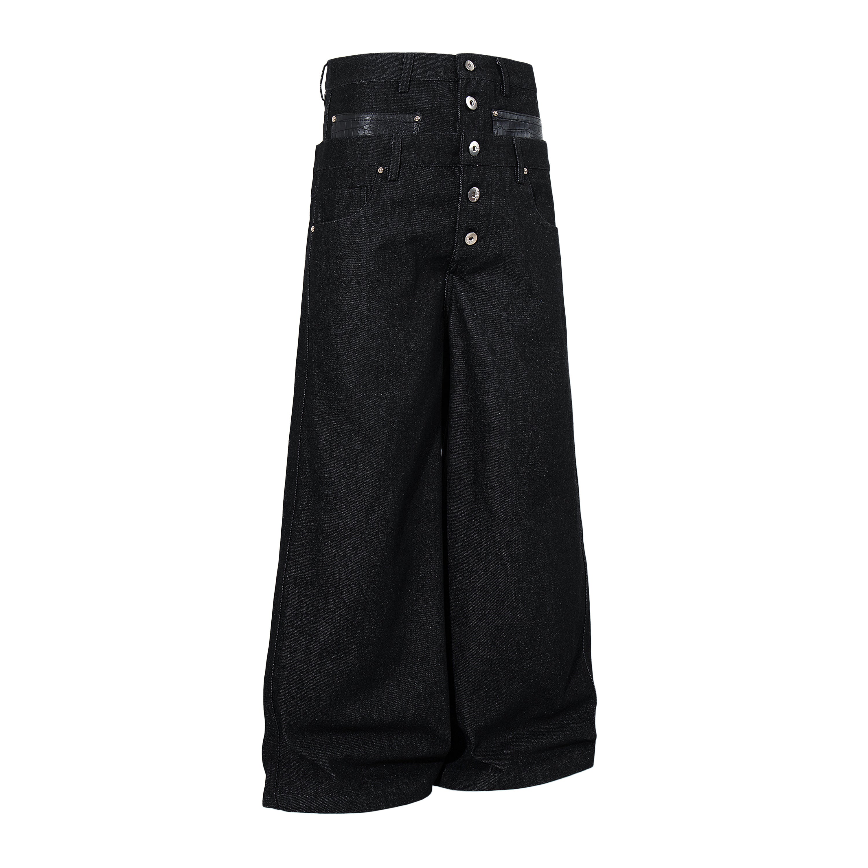 Omirad Wide Leg Button Fly Denim Pants