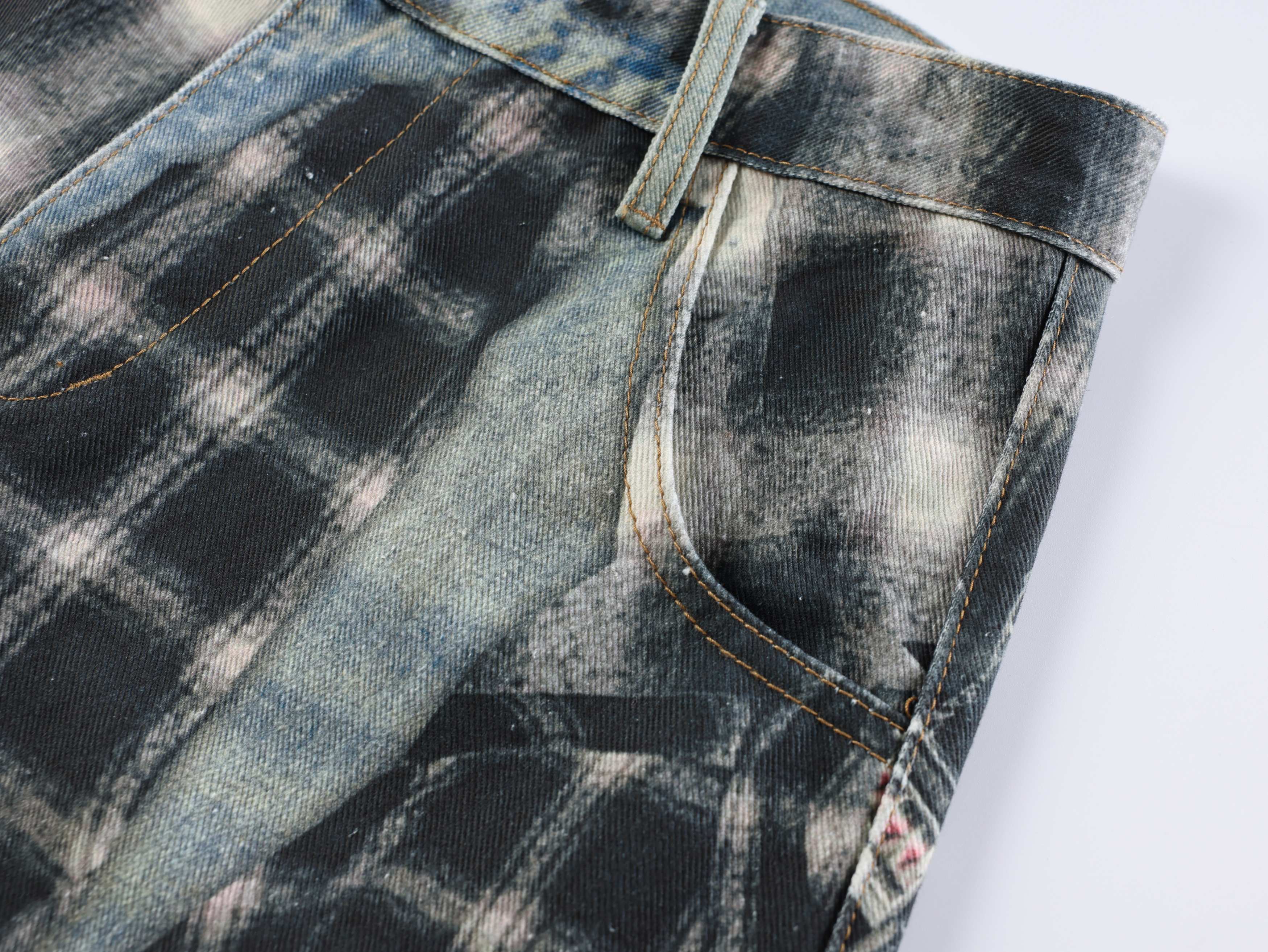 Omirad “Layered Flannel Patchwork Balloon Jeans”