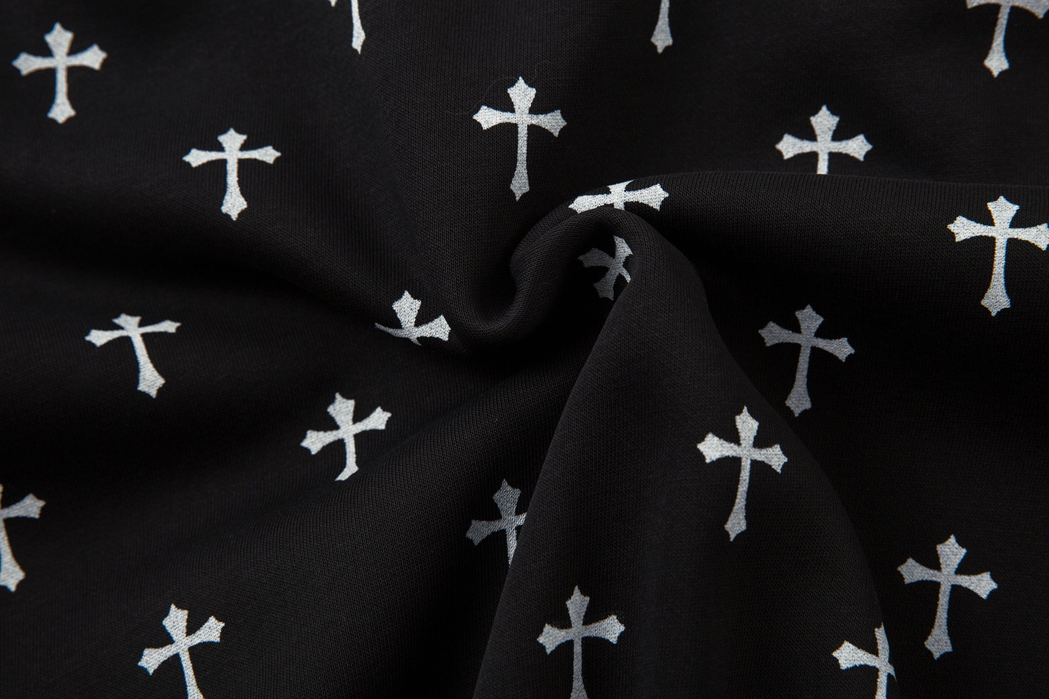 Omirad Cross Print Faux Fur Hooded Jacket