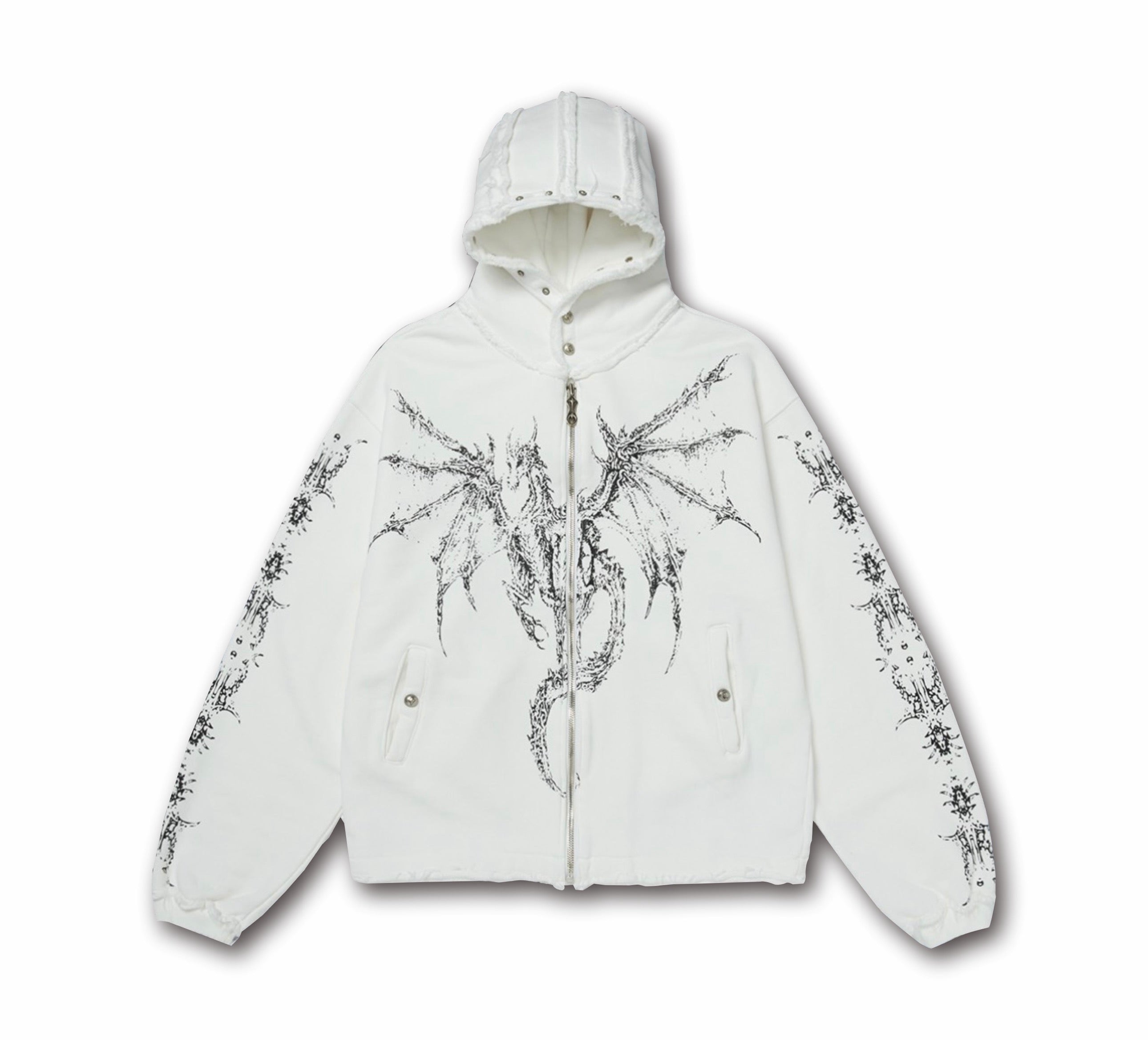 Omirad Gothic Dragon Graphic Zip-Up Hoodie