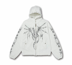 Omirad Gothic Dragon Graphic Zip-Up Hoodie