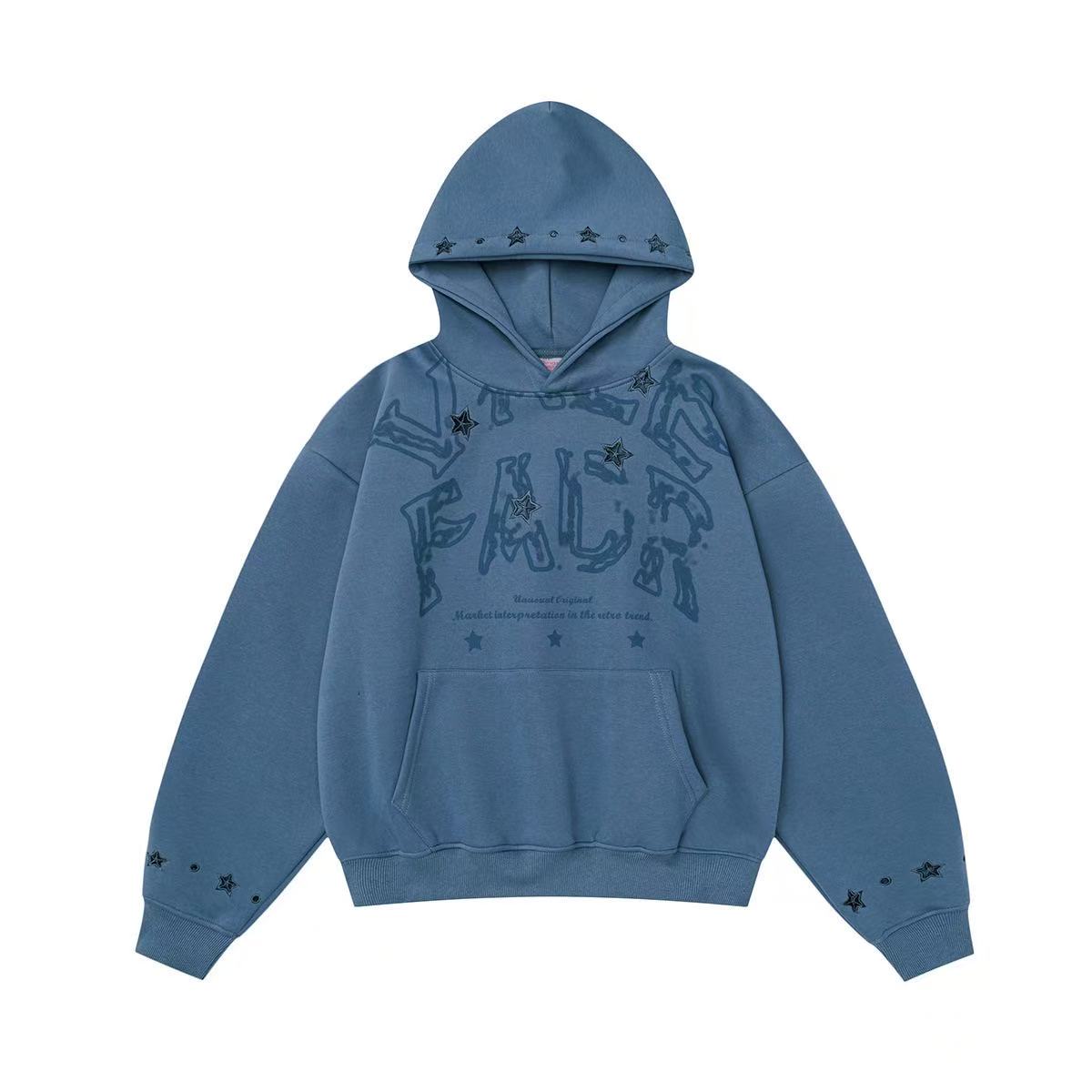Omirad Star-Studded Graphic Pullover Hoodie