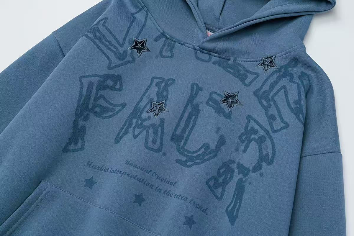 Omirad Star-Studded Graphic Pullover Hoodie