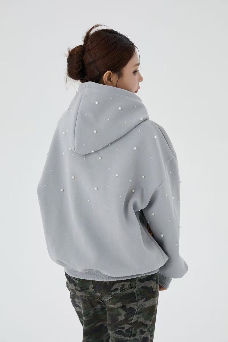 Omirad Rhinestone Script Pullover Hoodie