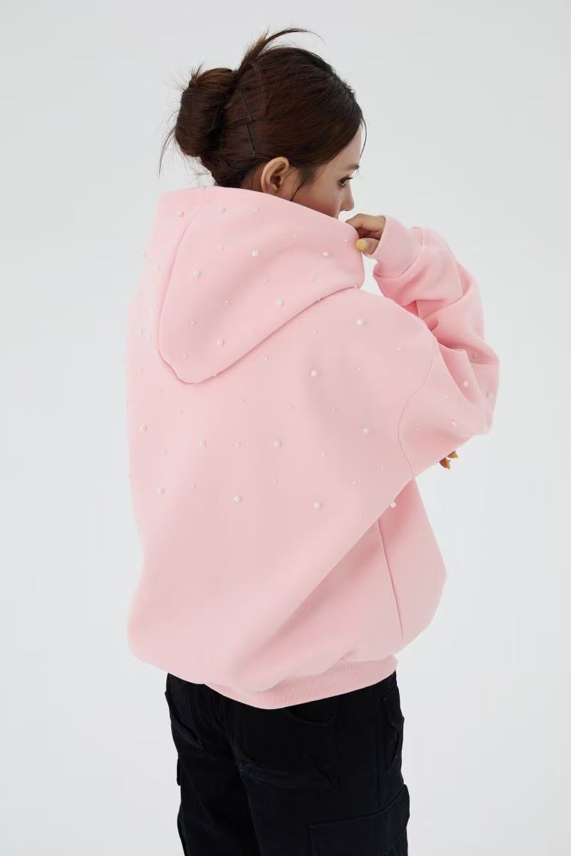 Omirad Rhinestone Script Pullover Hoodie