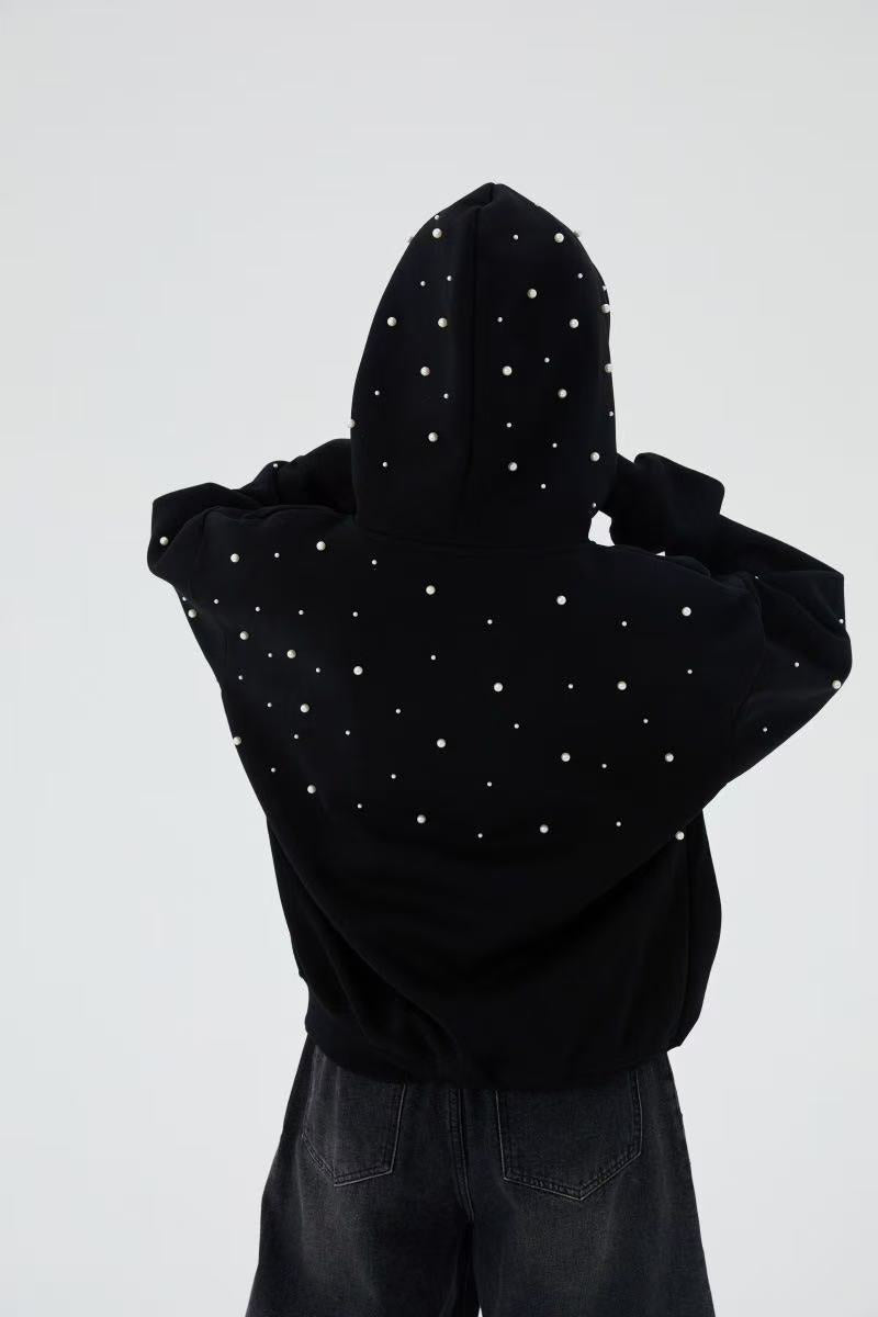 Omirad Rhinestone Script Pullover Hoodie