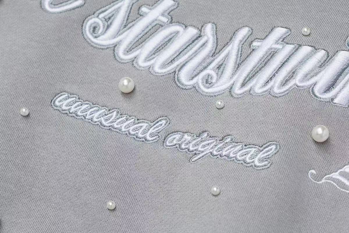 Omirad Rhinestone Script Pullover Hoodie