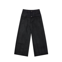 Omirad Double-Waist Washed Wide-Leg Jeans