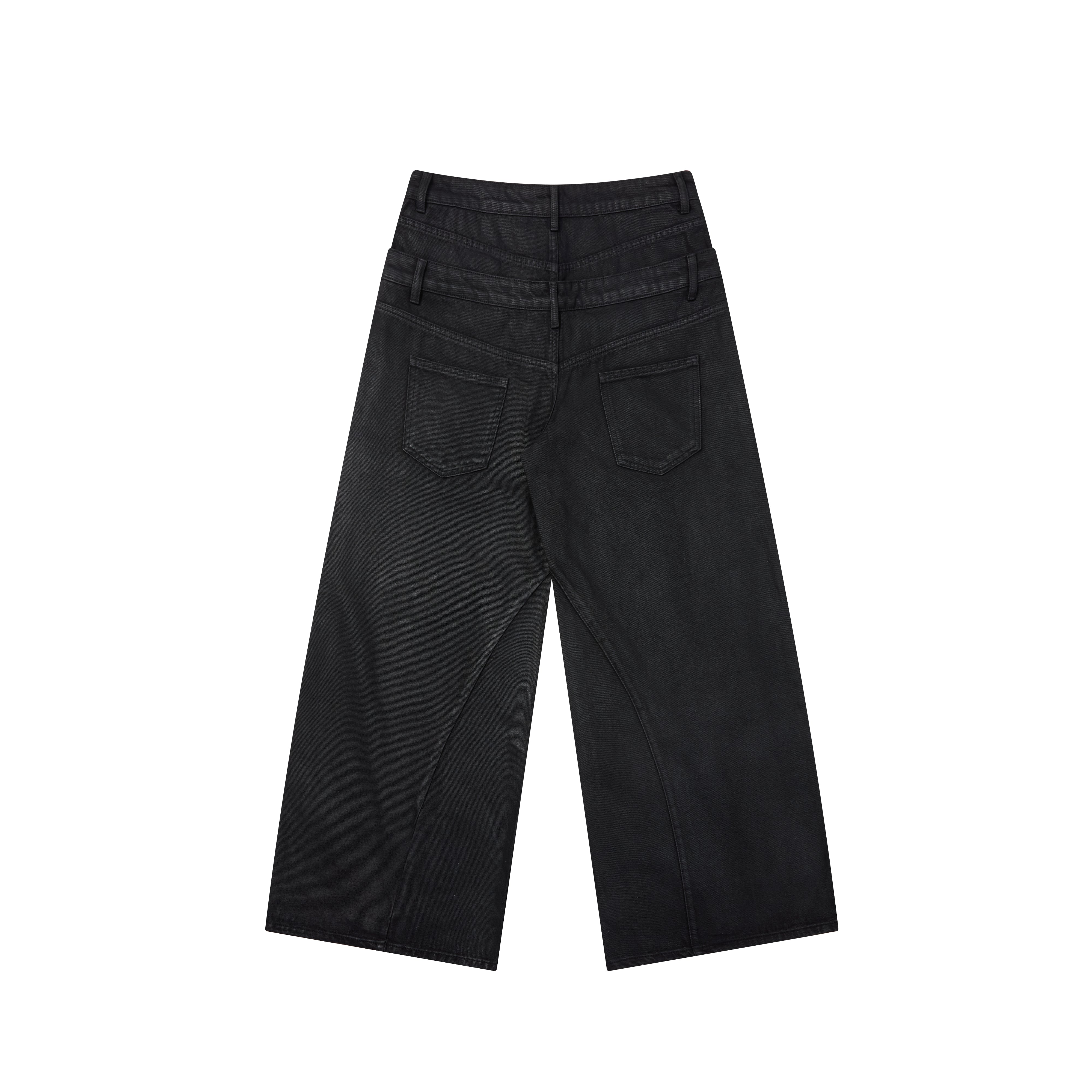 Omirad Double-Waist Washed Wide-Leg Jeans