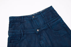 Omirad Double-Waist Washed Wide-Leg Jeans