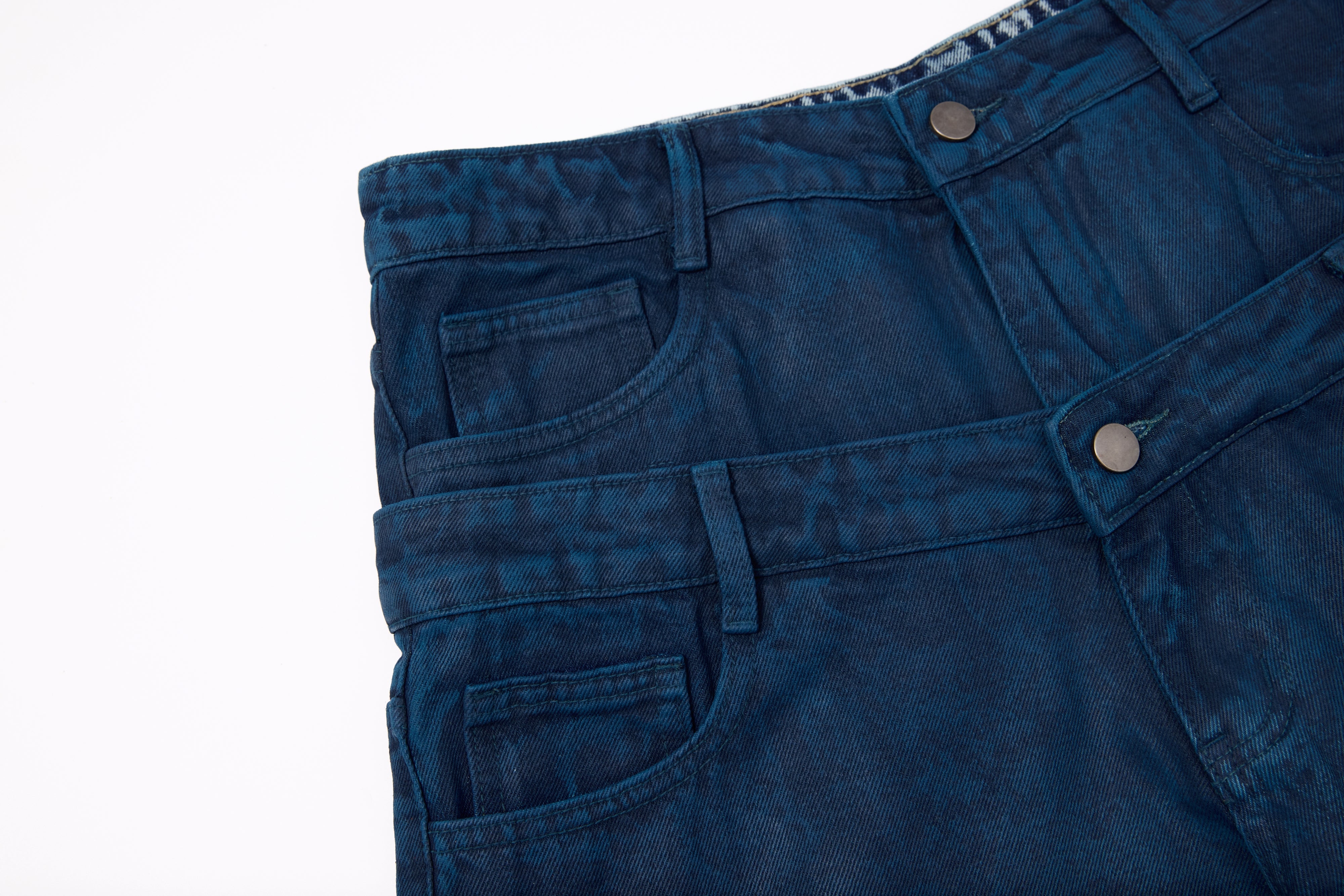 Omirad Double-Waist Washed Wide-Leg Jeans