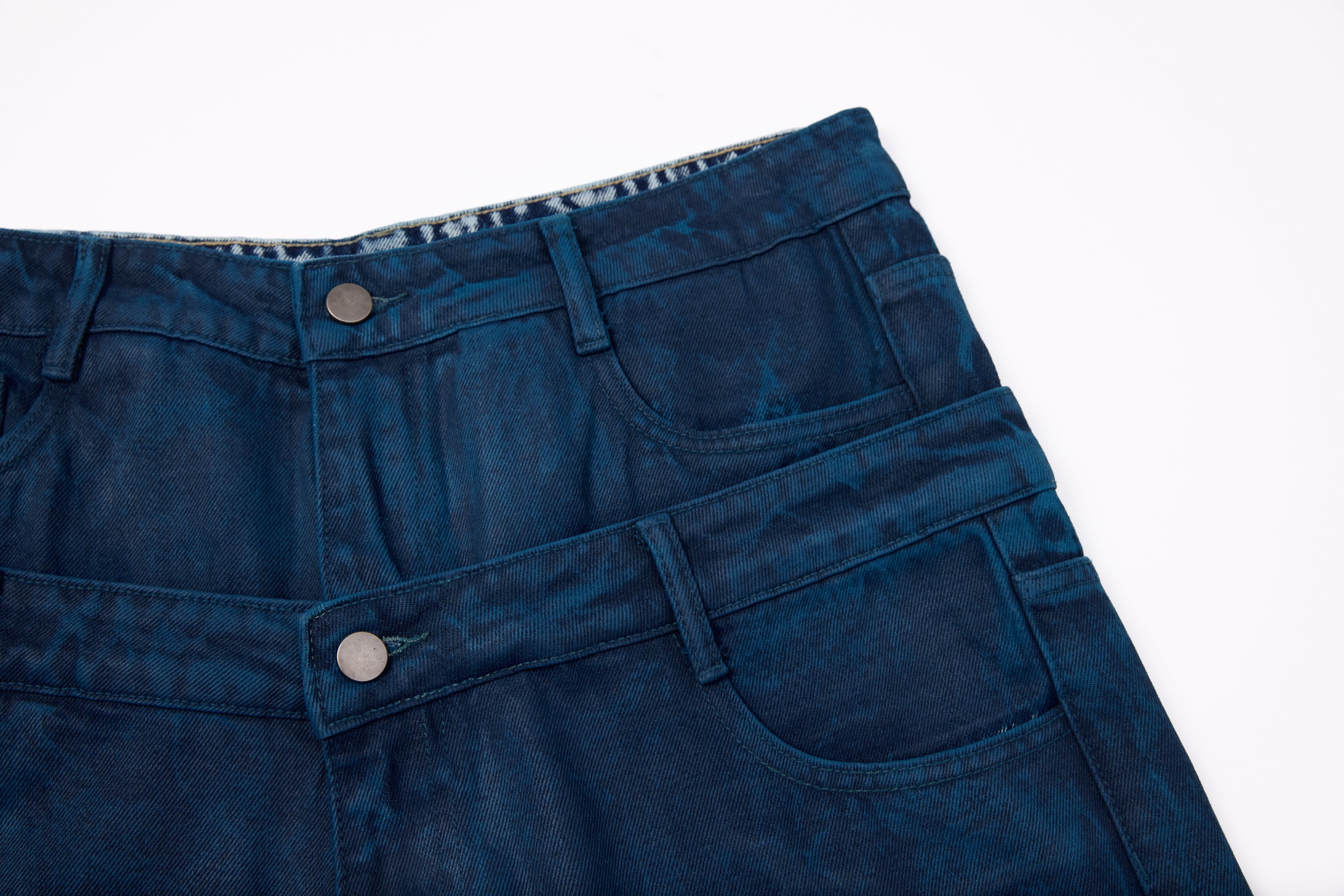 Omirad Double-Waist Washed Wide-Leg Jeans