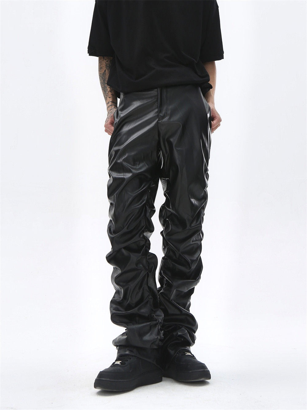Omirad Ruched Faux Leather Pants