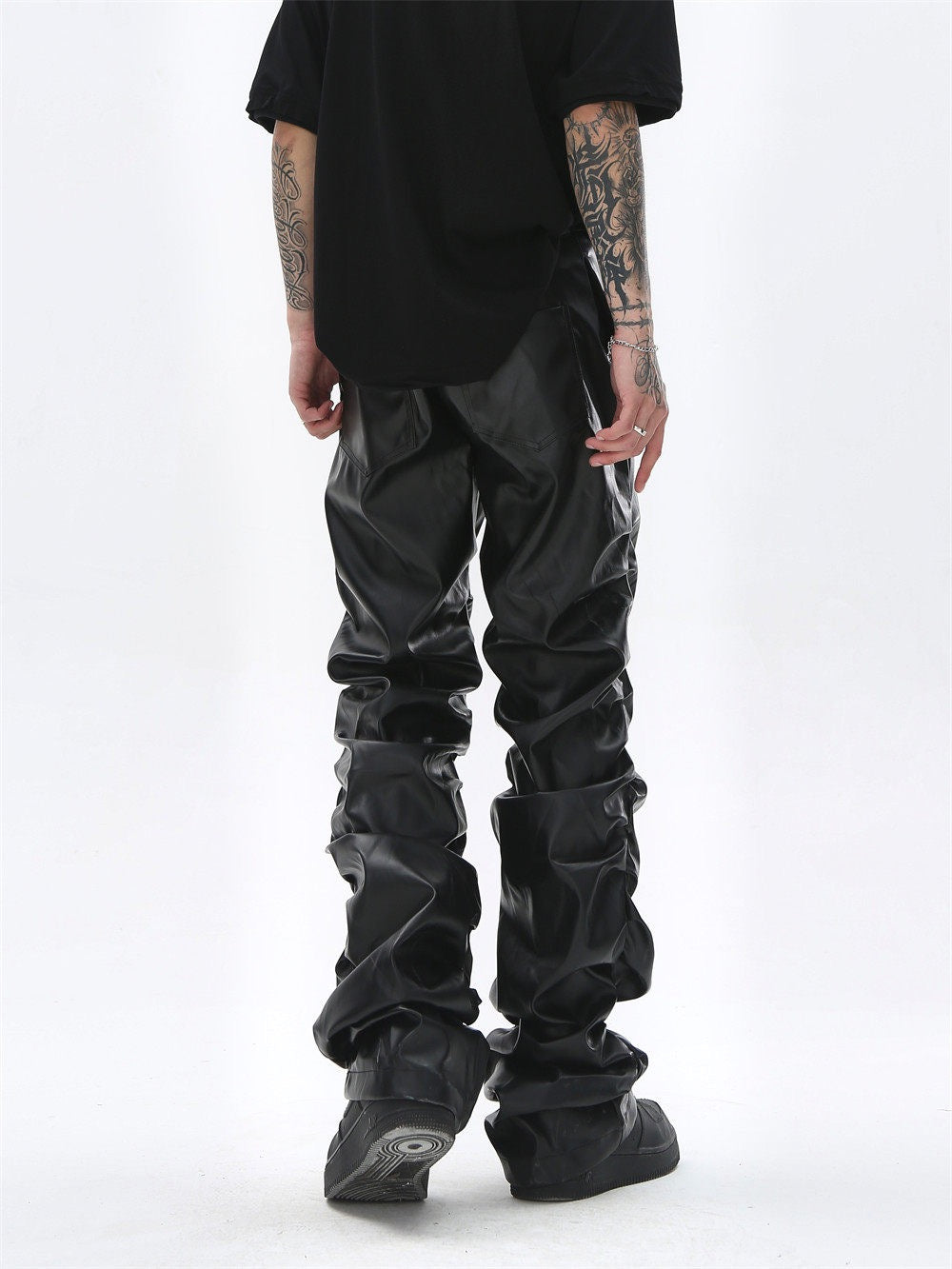 Omirad Ruched Faux Leather Pants
