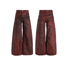 Omirad Double-Waist Washed Wide-Leg Jeans