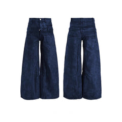 Omirad Double-Waist Washed Wide-Leg Jeans