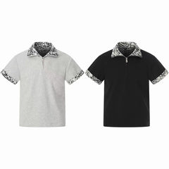 Omirad “Leopard Trim Zip Polo”