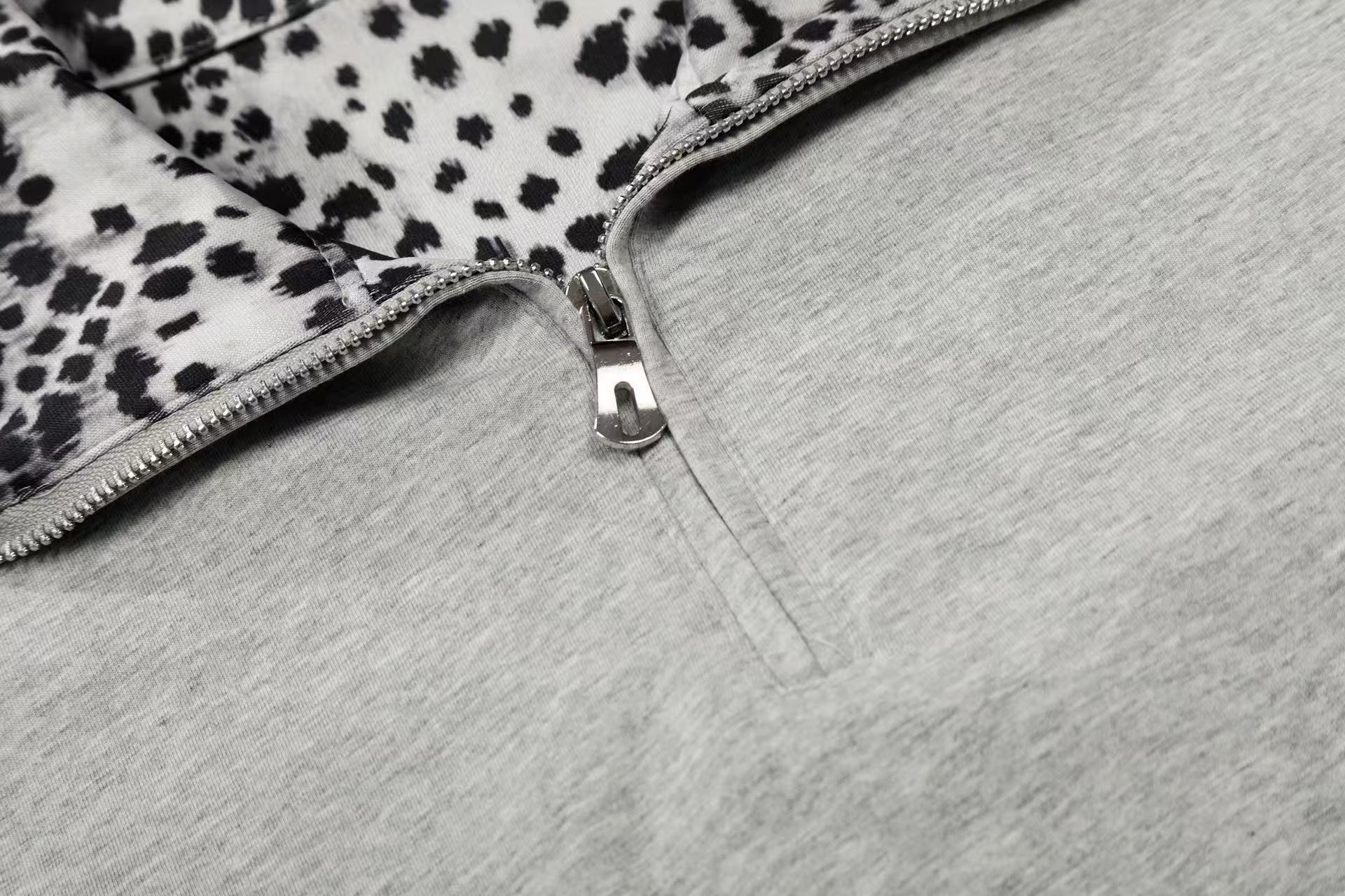 Omirad “Leopard Trim Zip Polo”