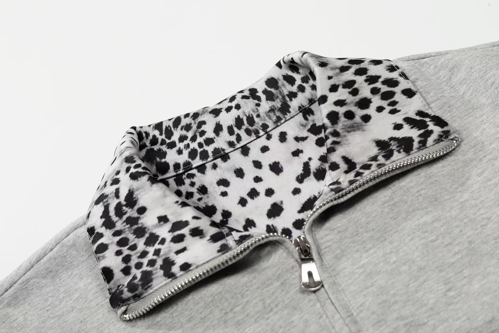 Omirad “Leopard Trim Zip Polo”