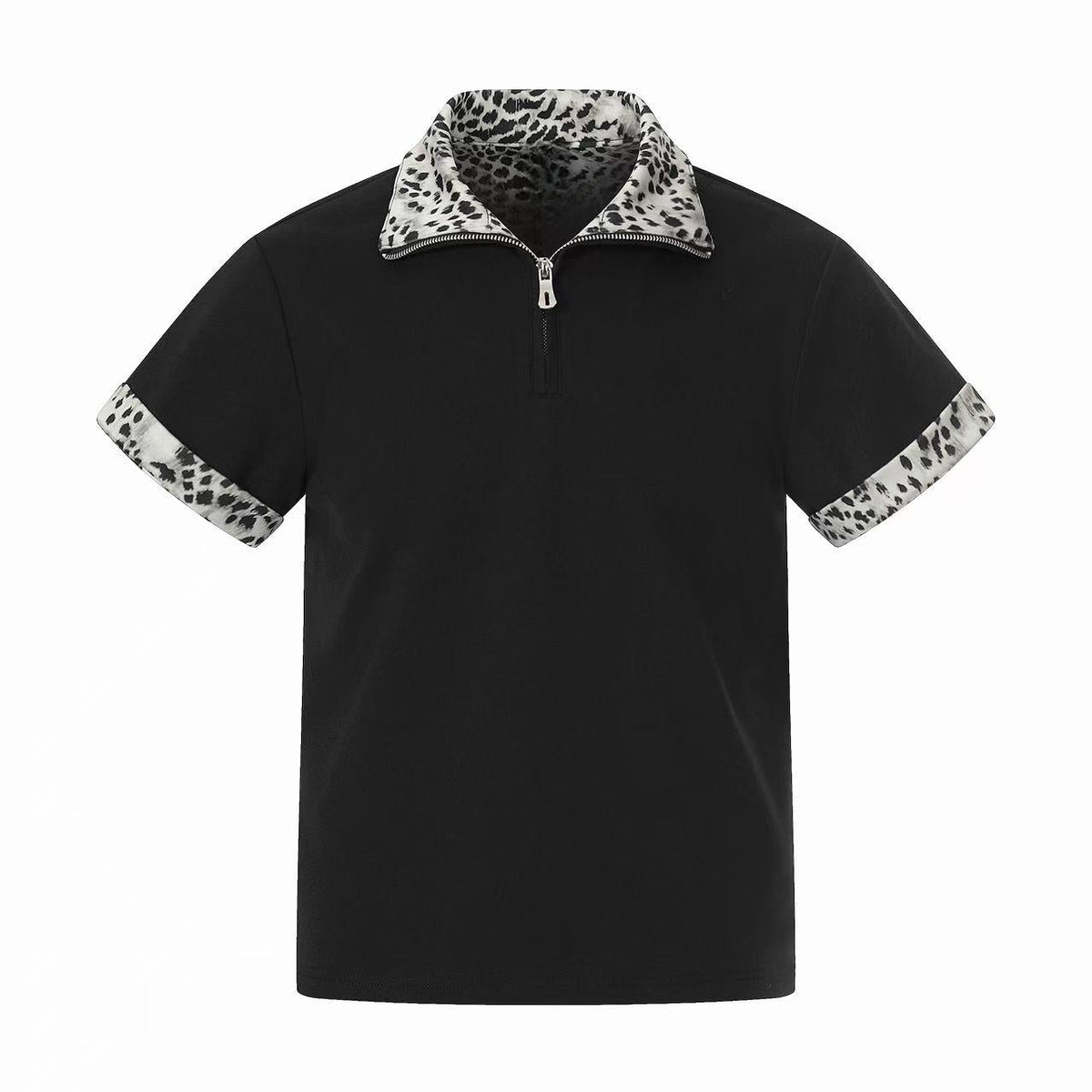 Omirad “Leopard Trim Zip Polo”