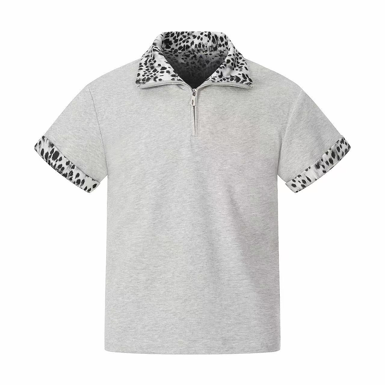 Omirad “Leopard Trim Zip Polo”