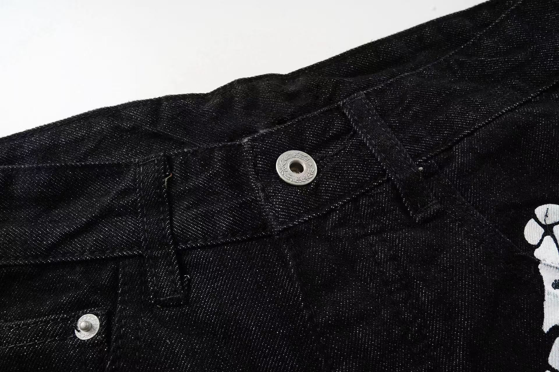 Omirad Skeleton Graphic Wide-Leg Denim Pants