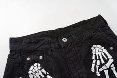 Omirad Skeleton Graphic Wide-Leg Denim Pants