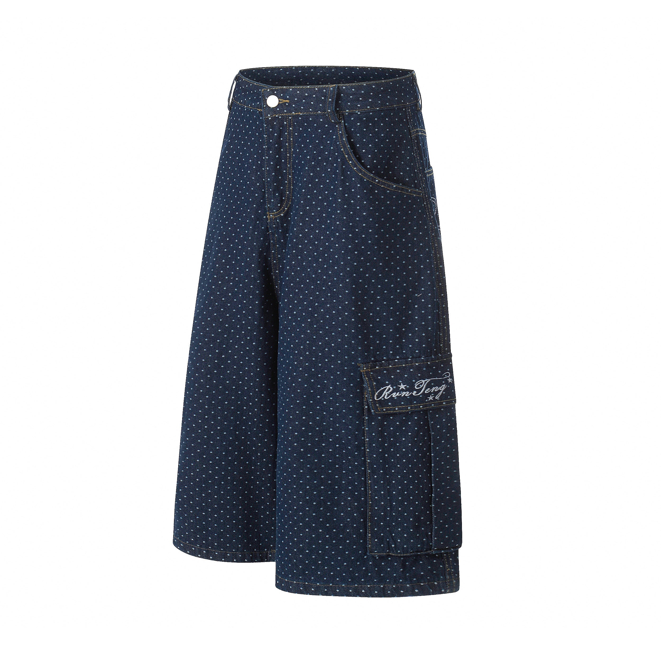 Omirad Polka Dot Denim Cargo Shorts