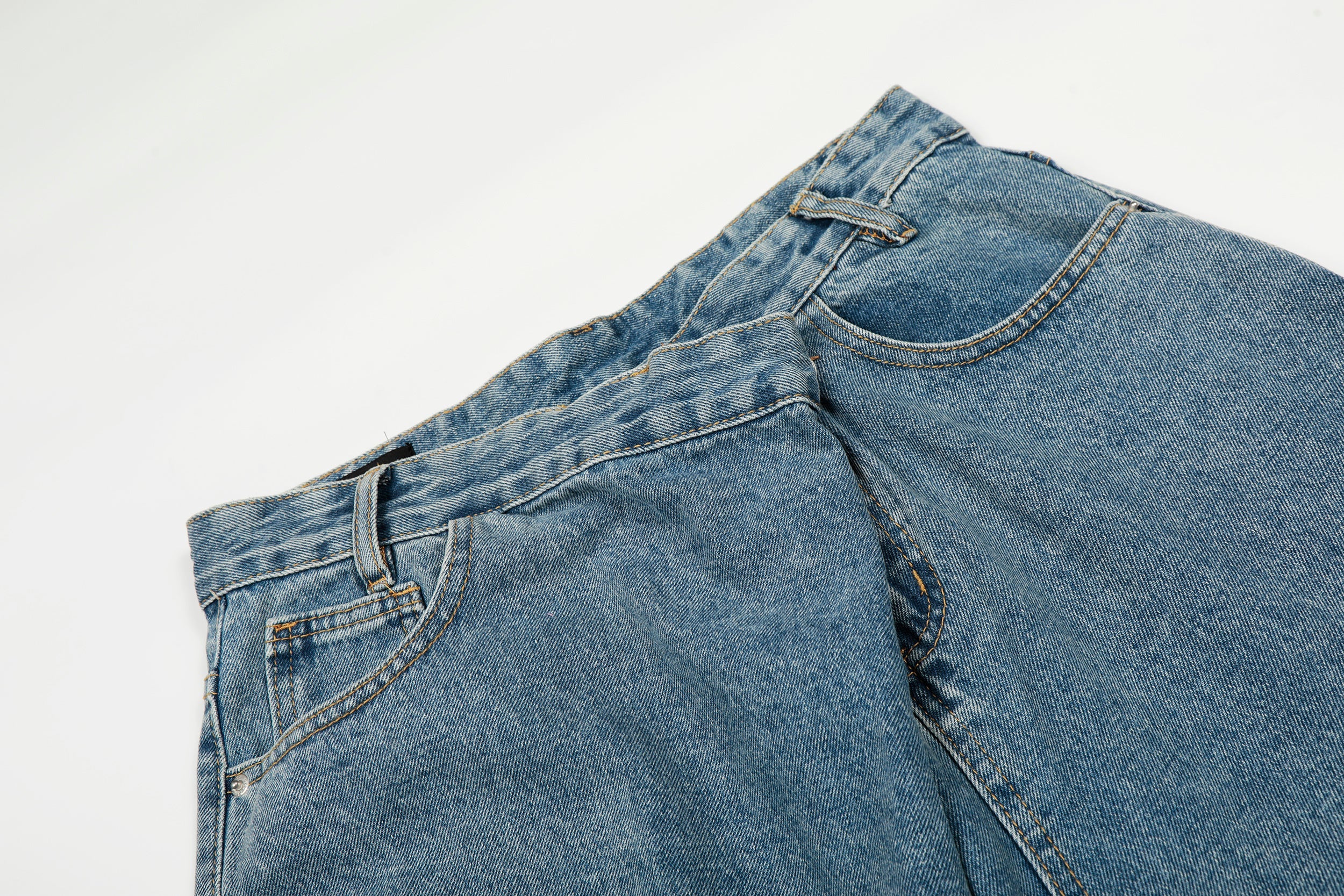 Omirad Asymmetric Waist Wide-Leg Denim Pants