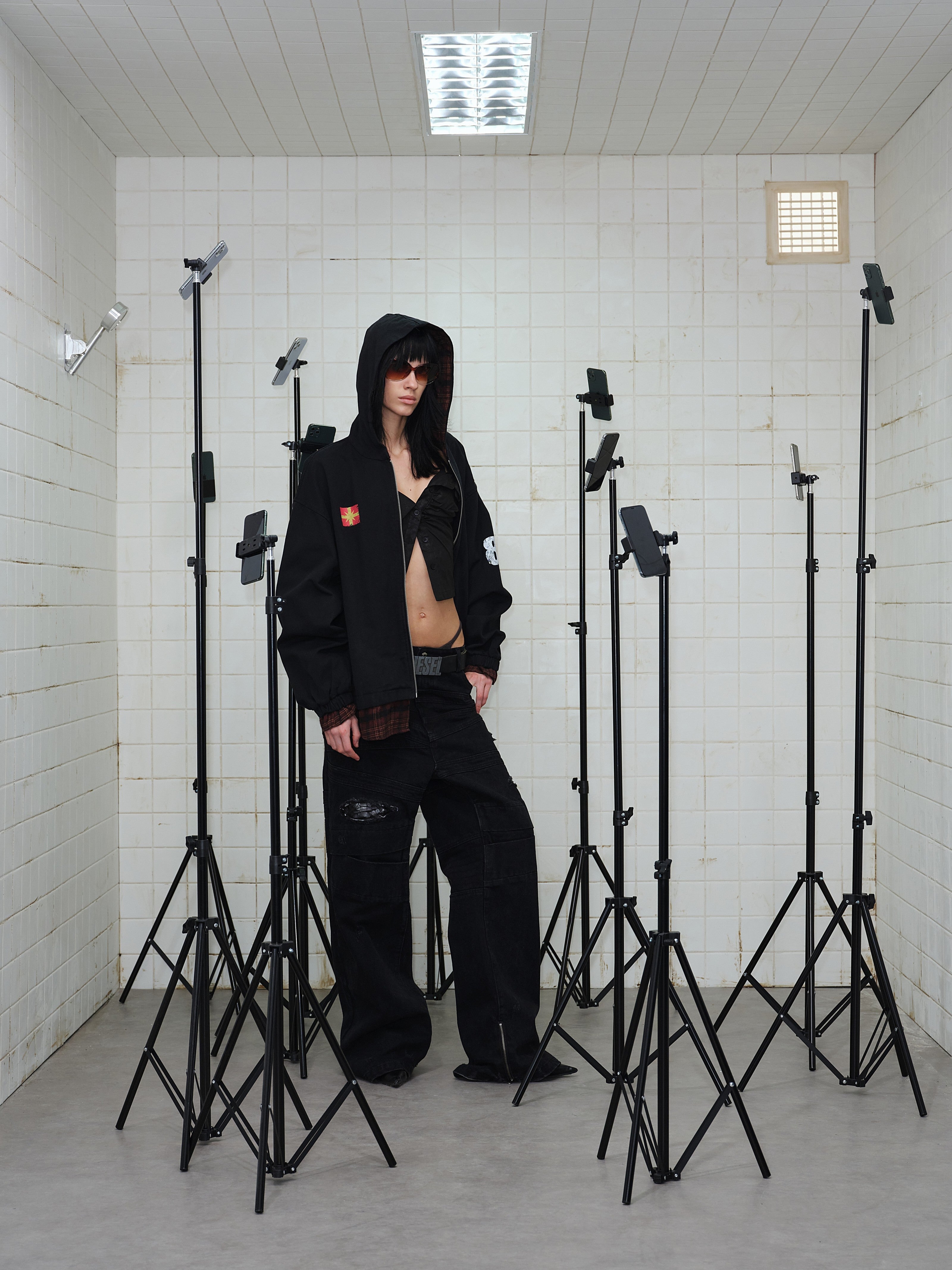 Omirad Plaid-Lined Zip Hoodie