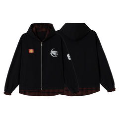 Omirad Plaid-Lined Zip Hoodie