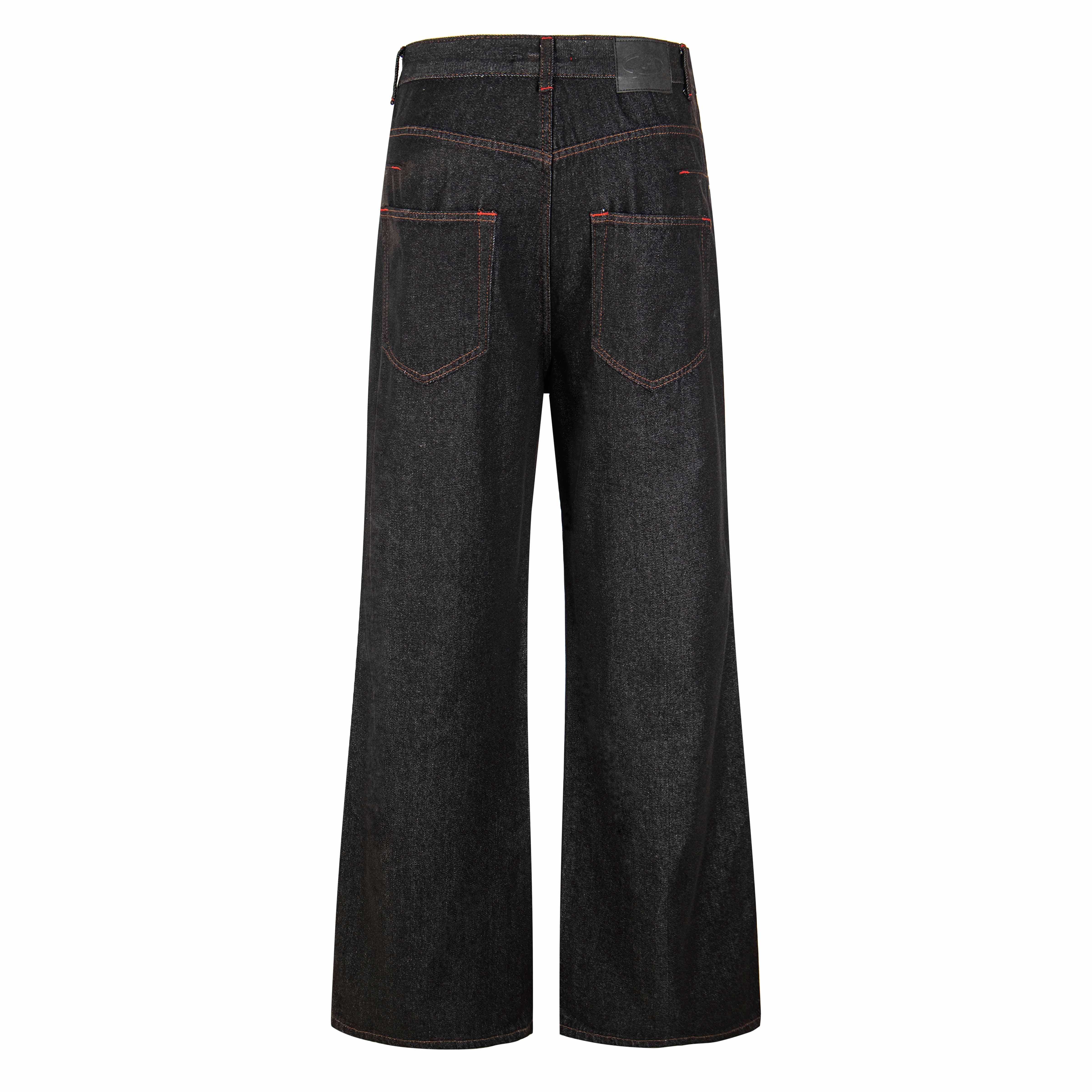 Omirad Hook Closure Wide-Leg Denim Pants