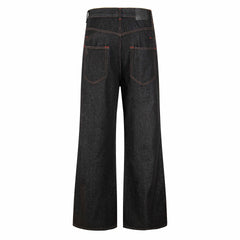 Omirad Hook Closure Wide-Leg Denim Pants
