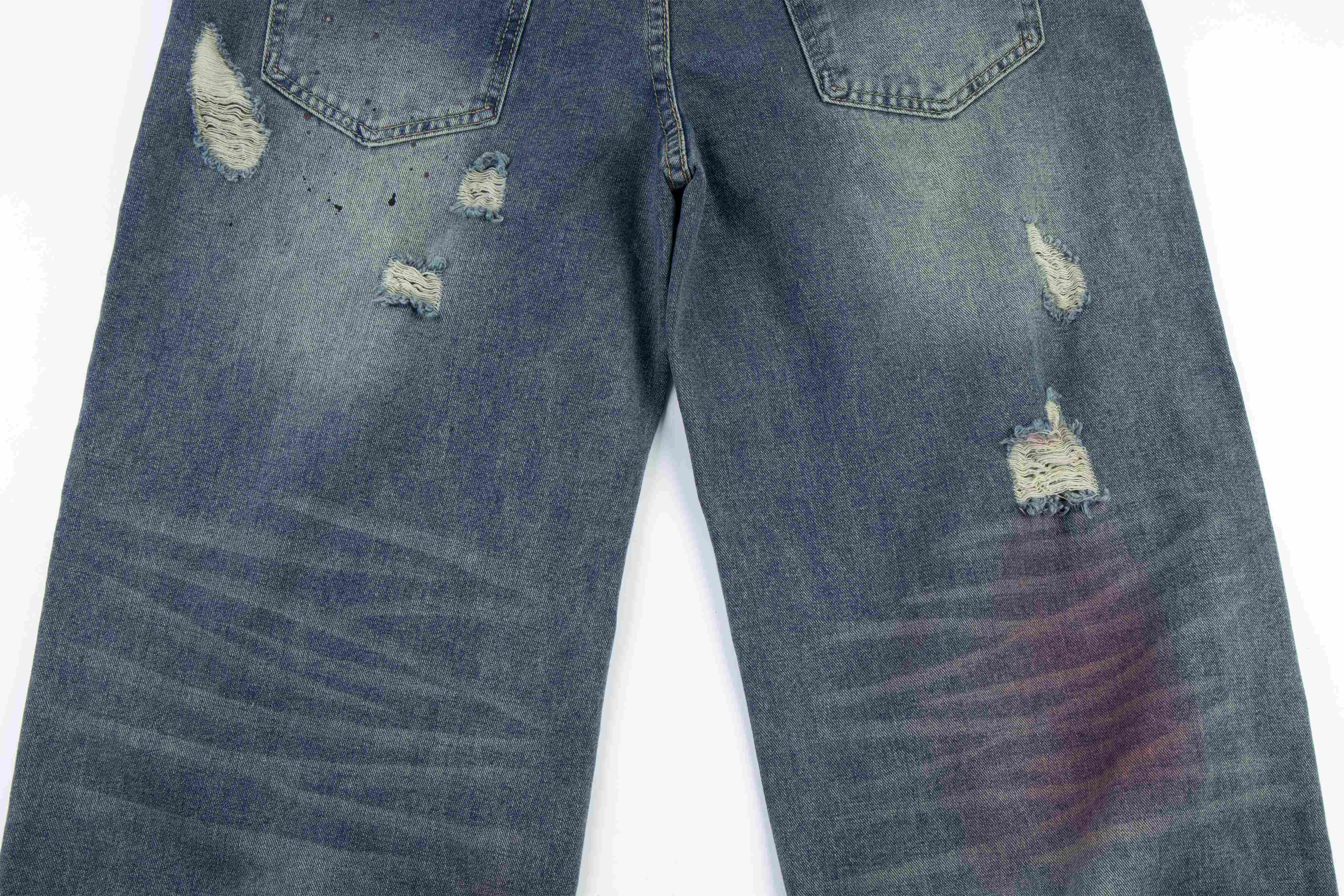Omirad Distressed Washed Wide-Leg Jeans