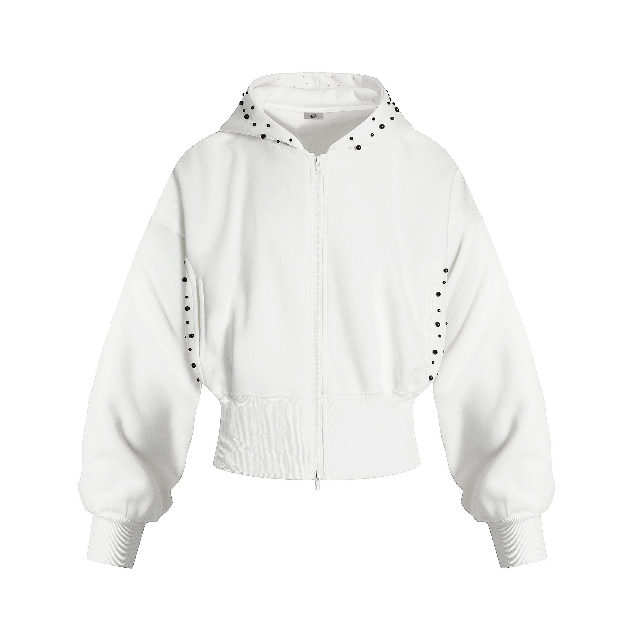 Omirad Pearl-Trim Cropped Hoodie