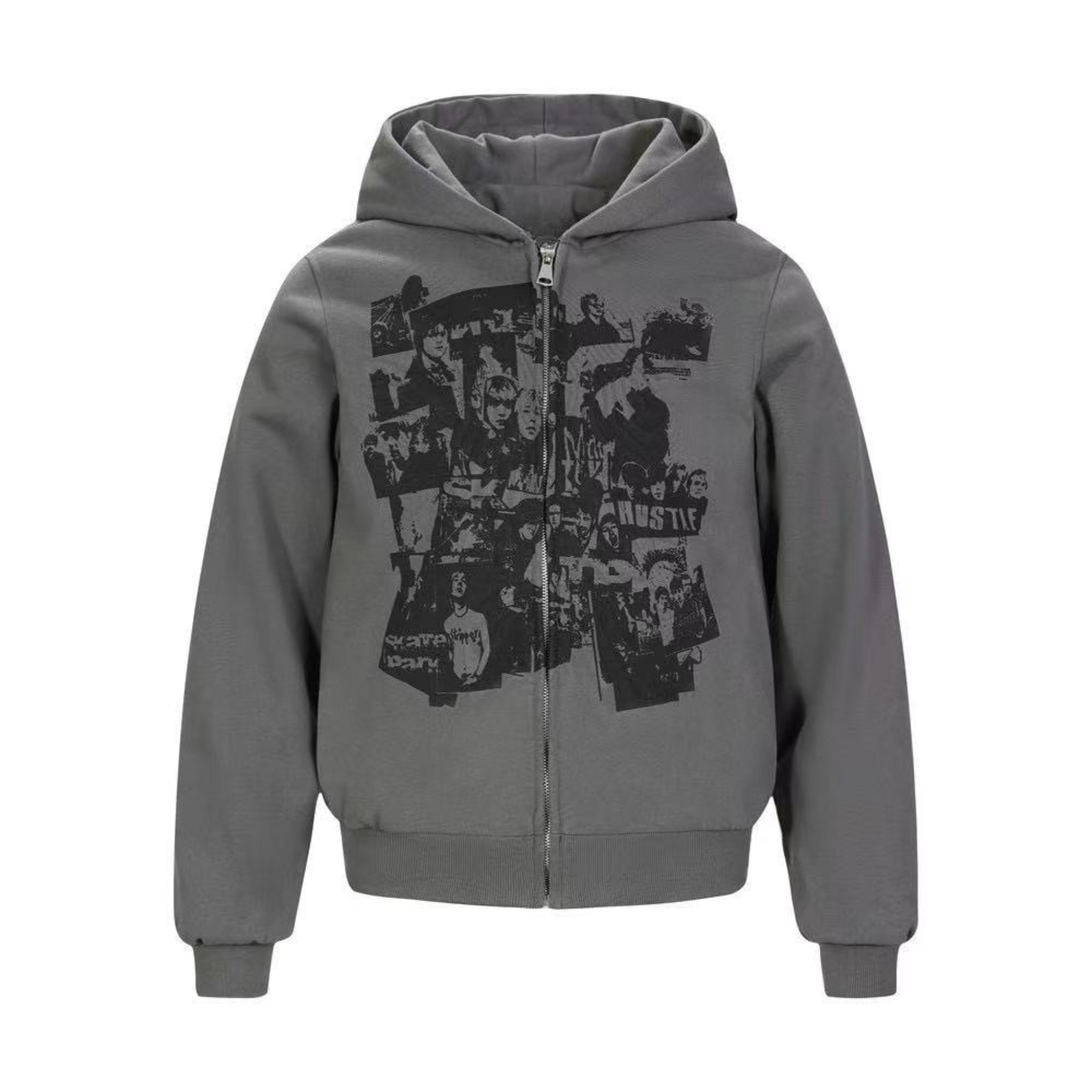Omirad Retro Collage Print Zip Hoodie