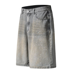 Omirad Speckled Fade Wide-Leg Denim Shorts
