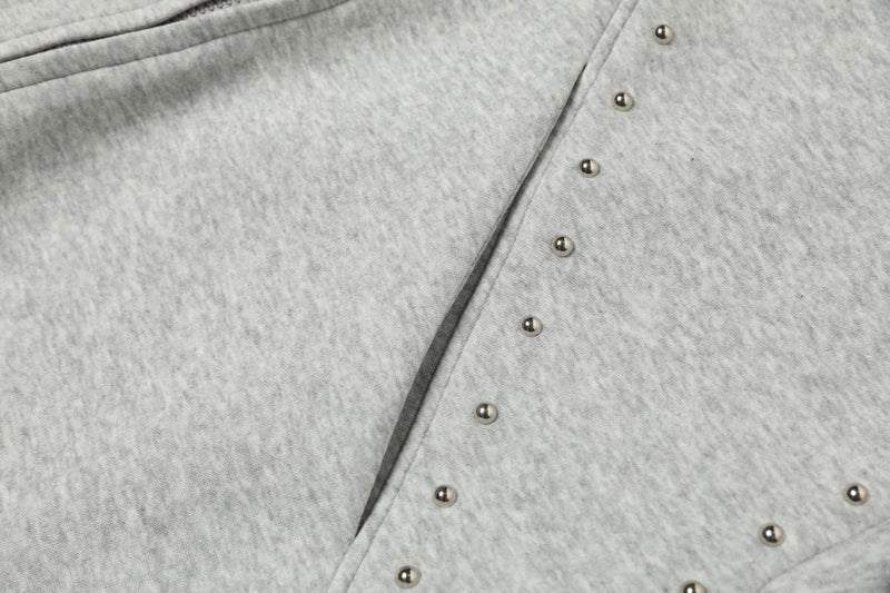 Omirad Devil Horn Studded High-Neck Zip Hoodie